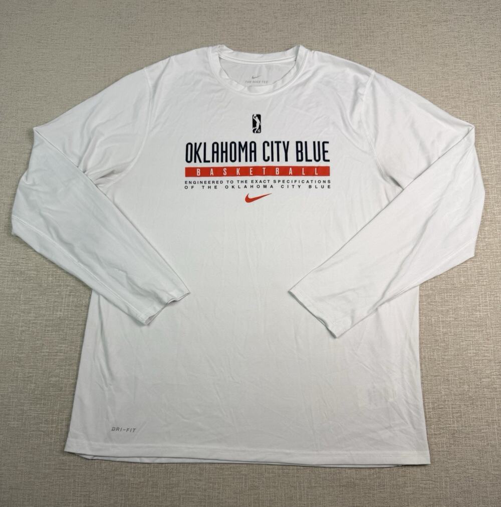 Nike OKC Blue Shirt Men’s XL White Dri-FIT Long Sleeve G League Basketball